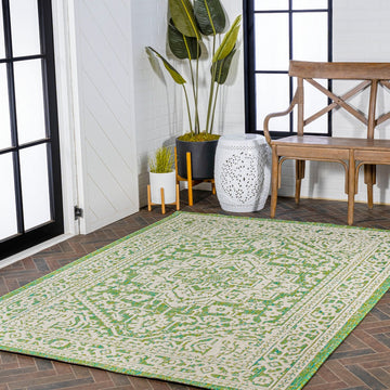 Sinjuri Medallion Textured Weave Indoor/outdoor Area Rug